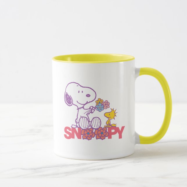 Mug cacahuètes | Snoopy & Woodstock Flowers (Droite)