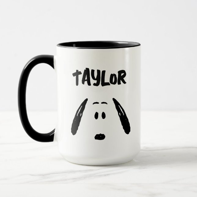 Mug cacahuètes | Visage Snoopy | Ajouter Votre Nom (Gauche)