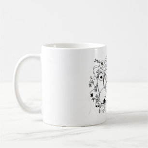 Mug Caché dans le jardin. - Dessin à l'encre