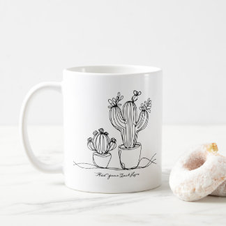 Mug Cactus Abstrait Line Art avec texte personnalisé