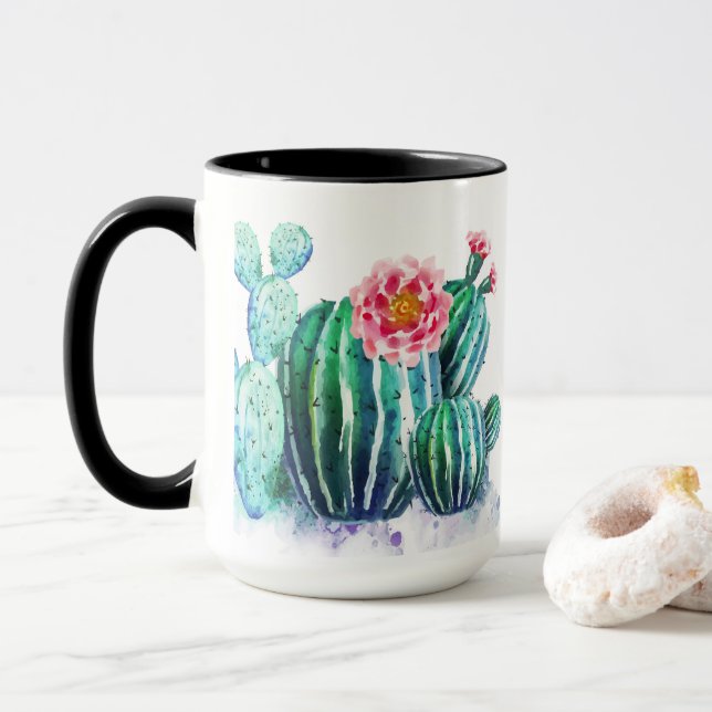 Mug cactus aquarelle (Avec donut)