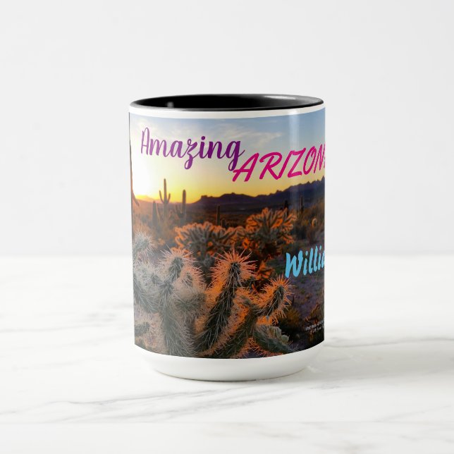 Mug Cactus avec la région sauvage de superstition de (Centre)