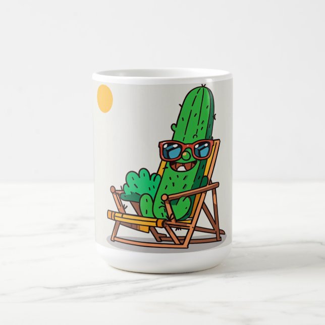 Mug Cactus Caricaturesco en la Playa - Taza Divertida (Centre)