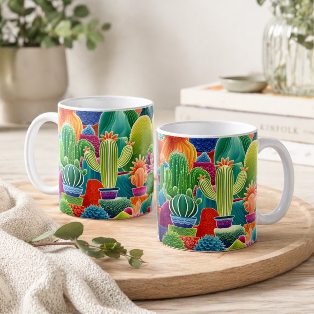 Mug Cactus en pot abstrait (Créateur téléchargé)