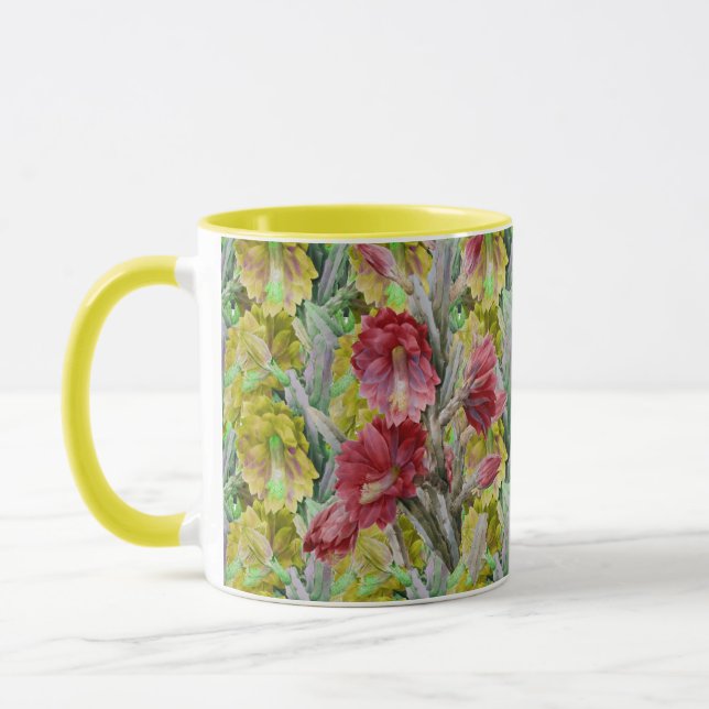 MUG CACTUS FLEURIER, FLEURS JAUNES ROUGES FLEURS (Gauche)
