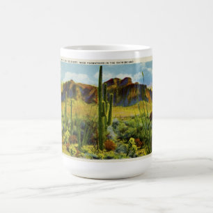 Mug Cactus géant dans le désert Carte postale Vintage 