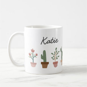 Mug Cactus mignons et fleurs en pot