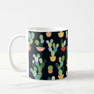 Mug Cactus motif sans soudure en style patchwork avec