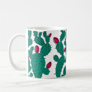 Mug Cactus plant seamless pattern. Abstract hipster de