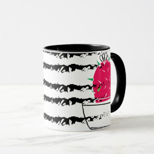 Mug Cactus rose Monogramme rayé
