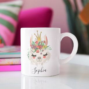 Mug Cadeau Alpagas à nom personnalisé, visage de lama 