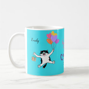 Mug Cadeau Amoureux des chats bleu vif personnalisé