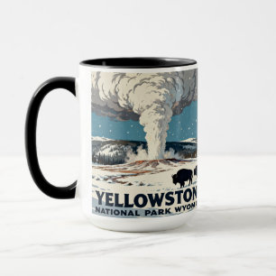 Mug Cadeau Bison Rétro Parc National de Yellowstone