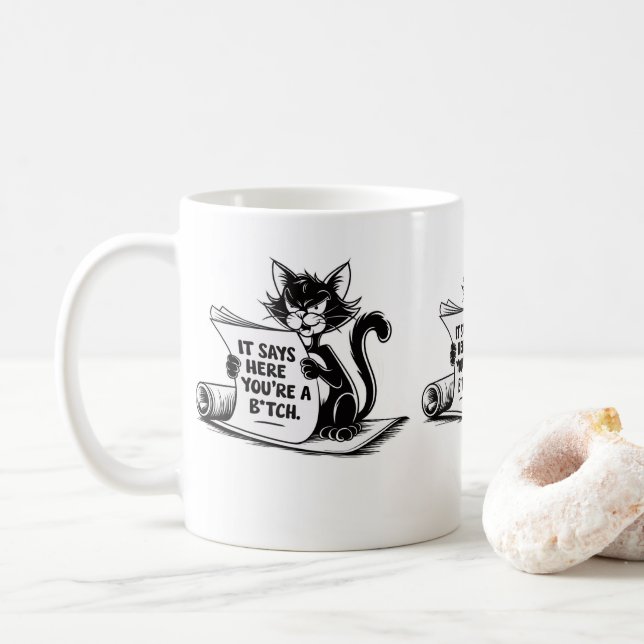 Mug Cadeau Chat Hilarié Pour Bureau Ou Maison Chat Mam (Avec donut)