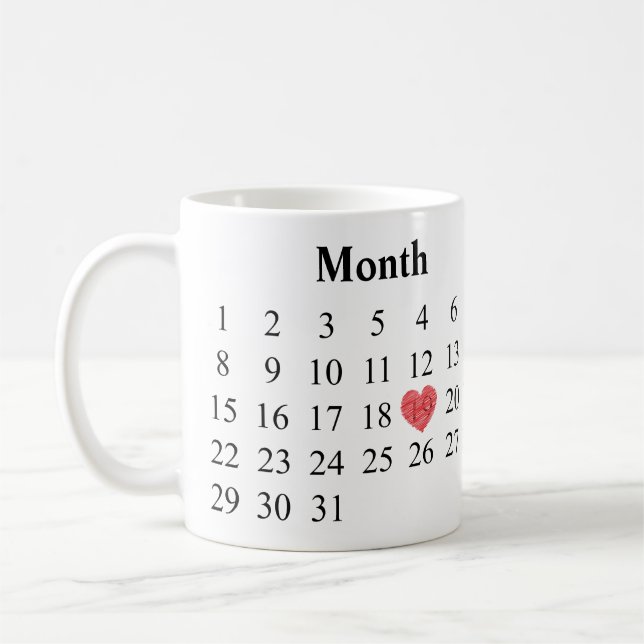 Mug Cadeau d'anniversaire - calendrier et anneaux (Gauche)