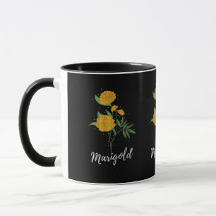 Mug Cadeau d'anniversaire d'octobre fleur de souci vin