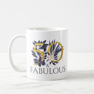 Mug Cadeau d'anniversaire élégant 50 et bleu or