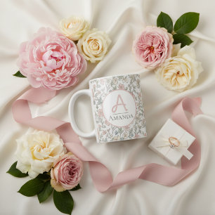 Mug Cadeau de Baby Shower Fleurs Pastel Vintage