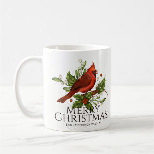 Mug Cadeau de cacao de Noël au houx Cardinal Rouge
