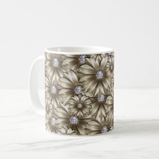 Mug Cadeau de café de fleurs de diamant (Devant gauche)