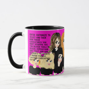 Mug Cadeau de caricature féminine personnalisé avec te
