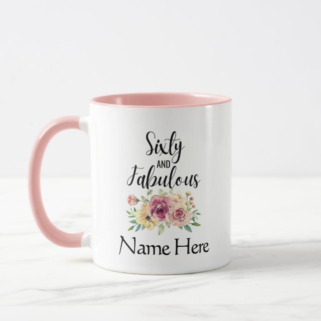 Mug Cadeau de cochon personnalisé pour les femmes 60e  (Gauche)