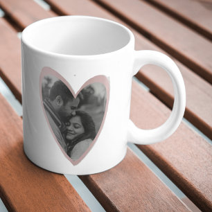 Mug Cadeau de coeur rose - Photo et message personnali
