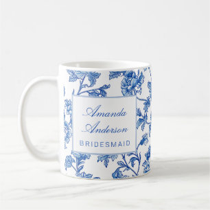 Mug Cadeau de demoiselle d'honneur en chinoiserie bleu