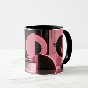 Mug Cadeau de design géométrique rose et noir luxueux