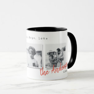 Mug Cadeau de famille multi photo de Noël minimal mode