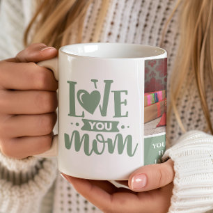 Mug Cadeau de fête des mères vert sauge « Love You Mom