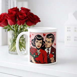 Mug Cadeau de la Saint-Valentin bande dessinée romanti