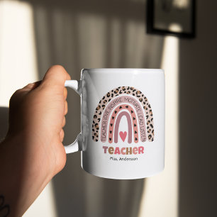 Mug Cadeau de l'enseignant personnalisé, Techer arc-en