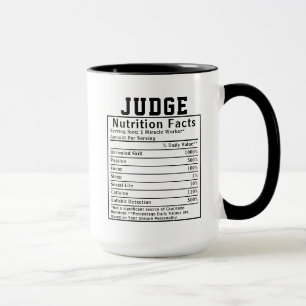 Mug Cadeau de magistrat Faits nutritionnels juge drôle