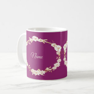 Mug Cadeau de mariage géométrique rose floral blanc do