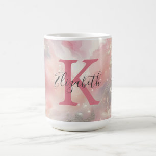 Mug Cadeau de monogramme de nom initial pastel aquarel