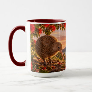 Mug Cadeau de Noël néo-zélandais Oiseau Kiwi Pohutukaw