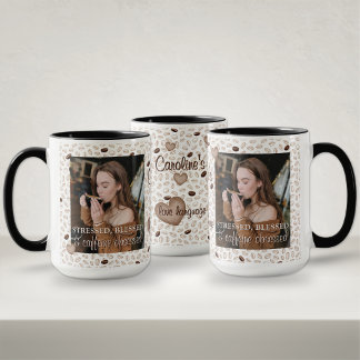 Mug Cadeau de Noël Photo Nom pour les Amoureux du Café