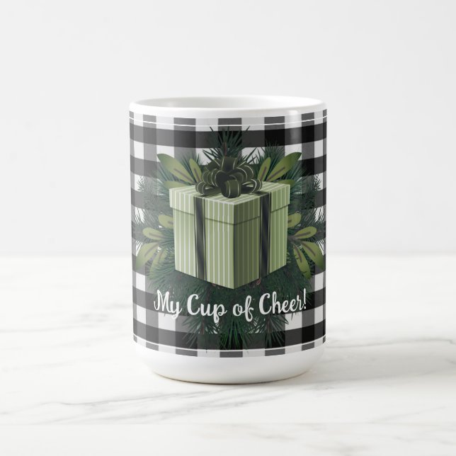 Mug Cadeau de Noël Plaid Buffalo | Vert (Centre)