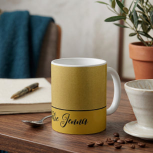 Mug Cadeau de nom minimaliste avec texture or personna