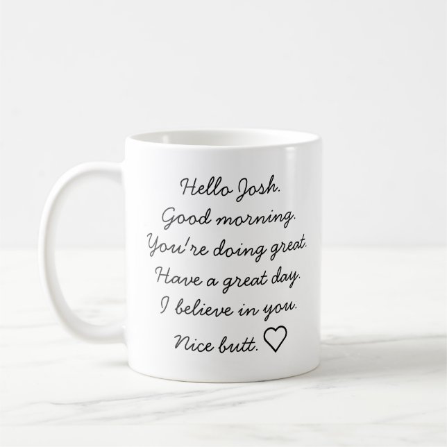 Mug Cadeau de petit ami personnalisé, matin inspirant (Gauche)