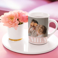 Cadeau de photo de famille rose pastel moderne
