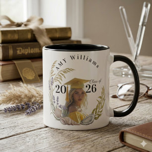 Mug Cadeau de photo florale moderne personnalisé pour