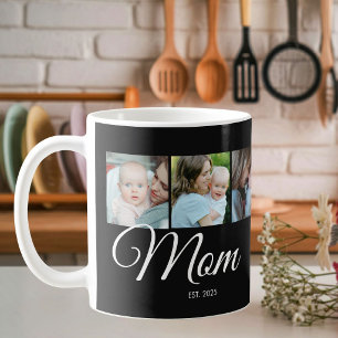 Mug Cadeau de photo noir 3 Script établi par maman