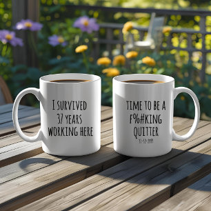 Mug Cadeau de retraite drôle J'ai survécu XX ans Quitt