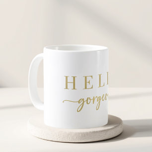Mug Cadeau de script doré moderne Bonjour Magnifique