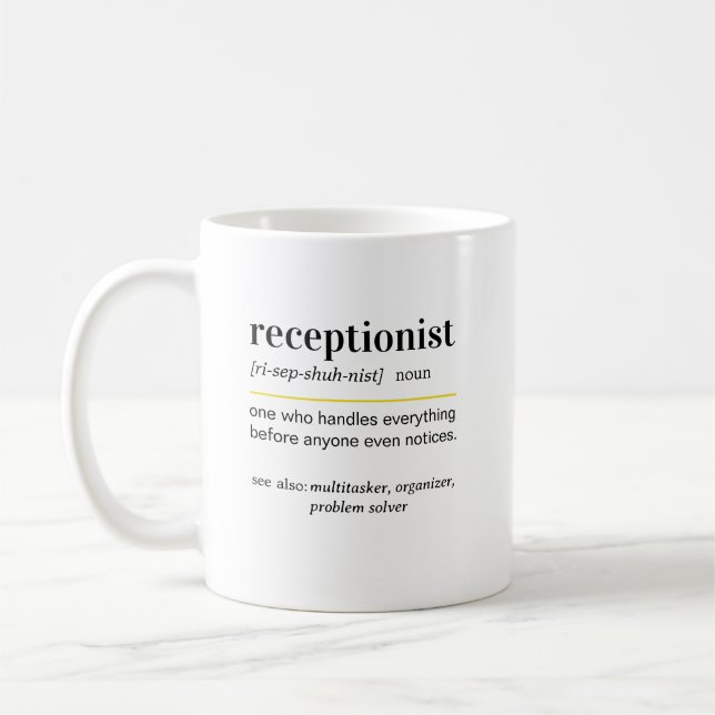 Mug Cadeau Définition d'Agent d'Accueil Drôle (Gauche)