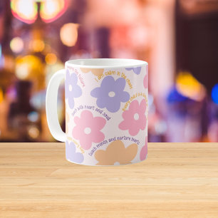 Mug Cadeau d'enseignant floral rétro mignon avec affir