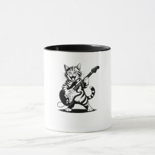 Mug Cadeau drôle pour amateur de musique - Chat Rockst