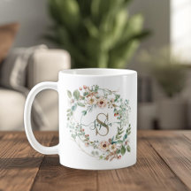 Cadeau Élégant de Nom de Monogramme Floral Personn